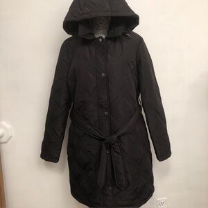 Jones New York Black Hooded Puffer Coat